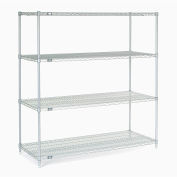 Nexel® 4 Shelf, Poly-Z-Brite® Wire Shelving Unit, Starter, 60"W x 24"D x 63"H