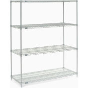Nexel® 4 Shelf, Poly-Z-Brite® Wire Shelving Unit, Starter, 42"W x 18"D x 54"H