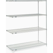 Nexel®, Nexelate®, Silver Epoxy, 4 Tier, Wire Shelving Add-On Unit, 60"W x 24"D x 74"H