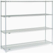 Nexel® 4 Shelf, Poly-Z-Brite® Wire Shelving Unit, Starter, 72"W x 18"D x 63"H