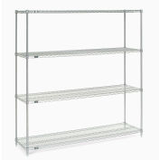 Nexel® 4 Shelf, Poly-Z-Brite® Wire Shelving Unit, Starter, 72"W x 18"D x 86"H