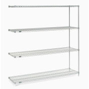 Nexel® 4 Shelf, Nexelate® Silver Epoxy Wire Shelving Unit, Add On, 72"W x 18"D x 74"H