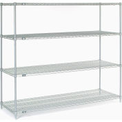 Nexel® 4 Shelf, Poly-Z-Brite® Wire Shelving Unit, Starter, 72"W x 24"D x 63"H