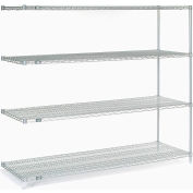 Nexel® 4 Shelf, Poly-Z-Brite® Wire Shelving Unit, Add On, 72"W x 24"D x 63"H