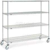 Nexel® Chrome Wire Shelf Truck avec freins, 1200 lb. Capacité, 72"L x 24"L x 69"H