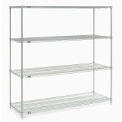 Nexel® 4 Shelf, Poly-Z-Brite® Wire Shelving Unit, Starter, 72"W x 18"D x 54"H