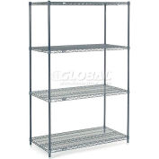 Nexel® Nexelon®, 4 Tier, Wire Shelving Starter Unit, 48"W x 24"D x 74"H