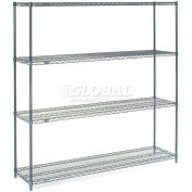 Nexel® 4 Shelf, Nexelon® Blue Wire Shelving Unit, Starter, 72"W x 24"D x 86"H