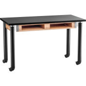 NPS Science Table w/ Compartment and Casters - Chemical Resistant - Adjustable Height - 30" x 60"