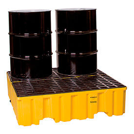 Eagle 1640 4 Drum Spill Containment Pallet - Yellow with Drain