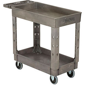 Industrial Strength Plastic 2 Shelf Tray Service Utility Cart