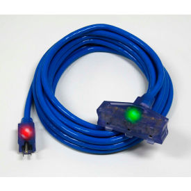 25/' Heavy Duty Extension Cord Outdoor//Indoor with Lighted Tri-Tap Green CGM
