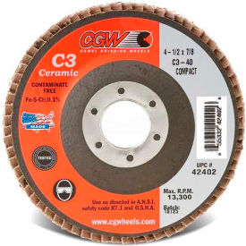 40 Grit 42542 Lot of 10 Zirconia CGW Abrasives Abrasive Flap Disc 5 x 7//8