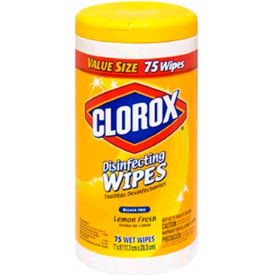 Clorox Lemon Fresh Disinfectant Wipes 75 Sheets - Pkg. Qty. 6