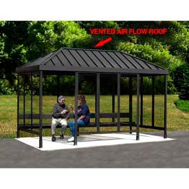 Anodized Aluminum Smoking Shelter With Vented Standing Seam Roof