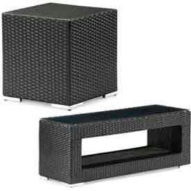 Extérieur en osier & synthétique tissent des Tables d’Accent