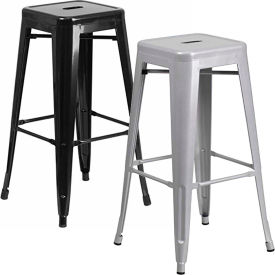 Backless tabouret intérieure et extérieure métallique avec assise carrée