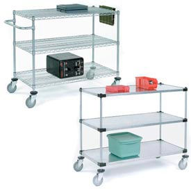 Nexel® Adjustable Chrome Wire or Solid Galvanized Shelf Utility Carts