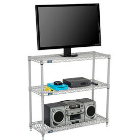 Nexelate® (Silver Epoxy) Wire 3-Shelf Media Stand