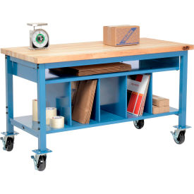 Global Industrial Pre-Configured Mobile Packing Workbench with Lower Shelf Kit