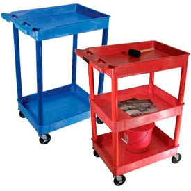 Colored Tray Shelf Plastic Utility Carts