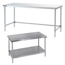 Heavy Duty 14 Gauge Stainless Steel Workbenches - Flat Top