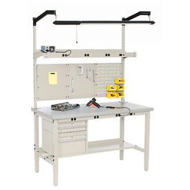 Global Industrial Heavy Duty Height Adjustable Production Bench - Tan