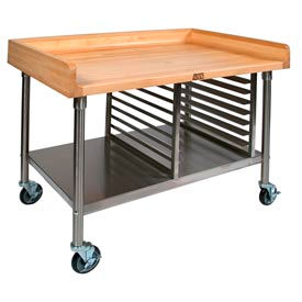 NSF Approved Mobile Maple Top Food Preparation Tables