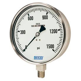 Wika® Large Dial Stainless Steel Industrial Gauges With Case To Socket Connection
