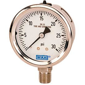 Wika® Liquid Filled Stainless Steel Industrial Gauges With Case To Socket Connection