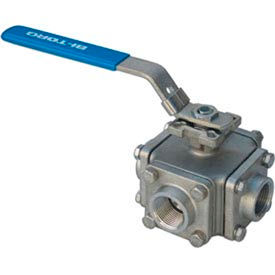BI-Torq® 3 voies manuelle L-Port Inox NPT filetée robinets à boisseau sphérique