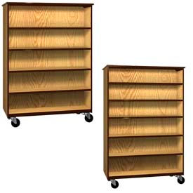 Ironwood Mobile Wood Double Faced Bookcase Cabinets