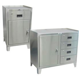 Counter High Stainless Steel Cabinets With Drawers