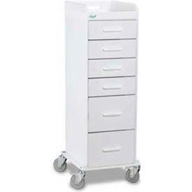 Trippnt 153 51033 Tall Locking 6 Drawer Medical Cart White