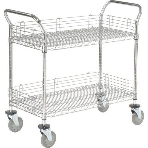 Nexel® Chrome Utility Cart w/2 Shelves & Poly Casters, 1200 lb. Capacity,  36