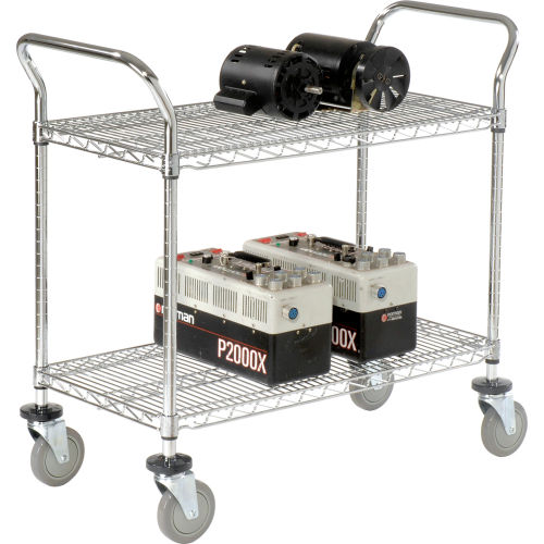 Nexel® Chrome Utility Cart w/2 Shelves & Poly Casters, 1200 lb. Capacity,  36