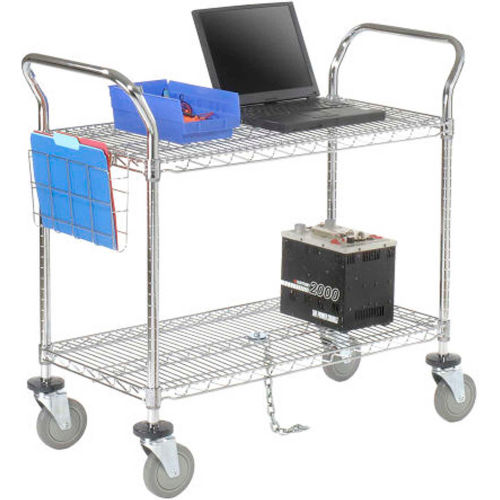 Nexel® Chrome Utility Cart w/2 Shelves & Poly Casters, 1200 lb