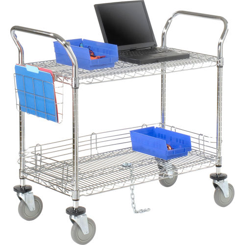 Nexel® Chrome Utility Cart w/2 Shelves & Poly Casters, 1200 lb