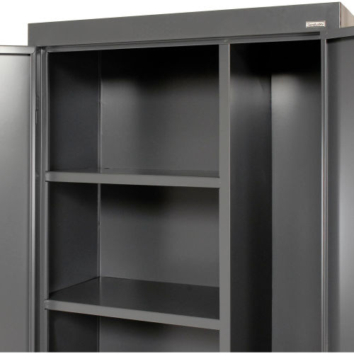 Sandusky Lee VFC1301566-09 Black Steel Janitorial/Supply Cabinet, 3 Fixed  Side Shelves, 66 Height x 30 Width x 15 Depth