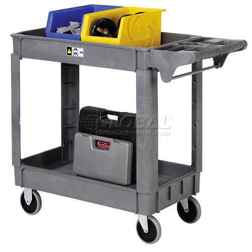 Global Industrial™ Utility Cart w/ 2 Shelves & 5 Casters, 500 lb.  Capacity, 40L x 26W x 33H