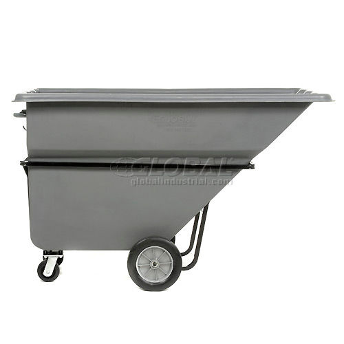 Lavex 1 Cubic Yard Black Heavy-Duty Tilt Truck / Trash Cart (2100 lb.  Capacity)