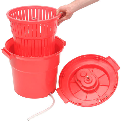 Chef-Master™ 90005 Red Manual 5-Gallon Salad Dryer Spinner