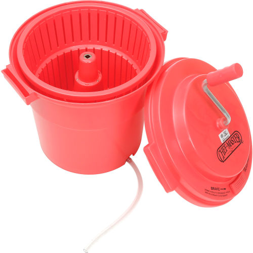 Chef Master 90005 Red 5 Gallon Plastic Salad Spinner / Dryer with