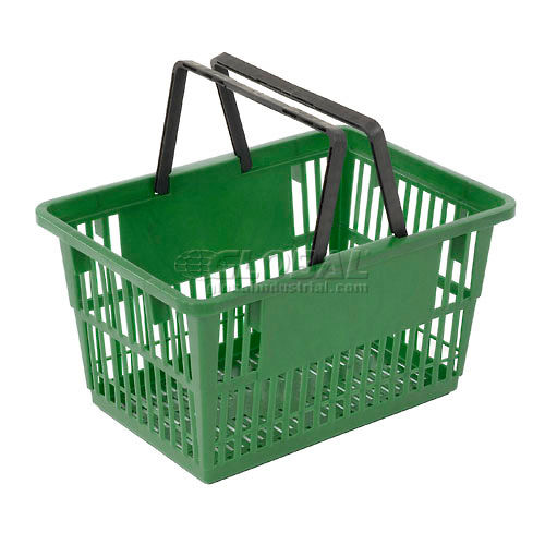 Blue Plastic Shopping Basket with Plastic Handle, Large, 19-3/8LX  13-1/4WX 10H - Lot of 12