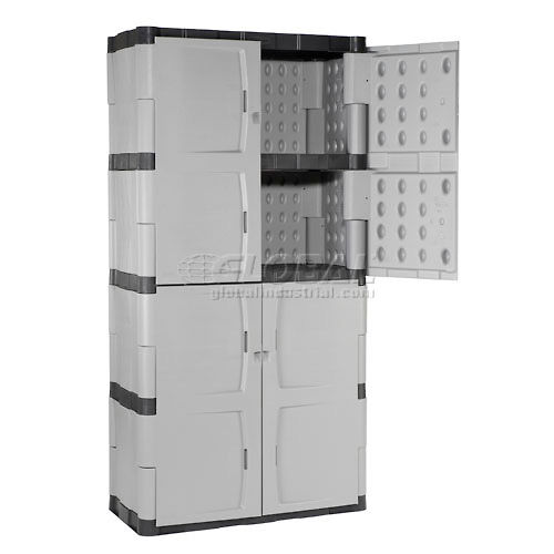 Rubbermaid 7083 Plastic Storage Full Double Door 36"W x 18"D x 72"H