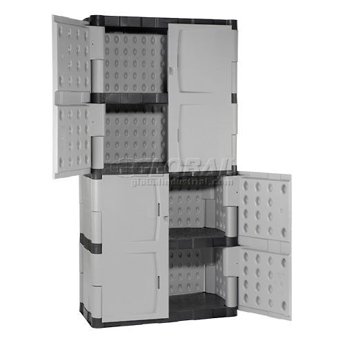 Rubbermaid 7083 Plastic Storage Full Double Door 36"W x 18"D x 72"H