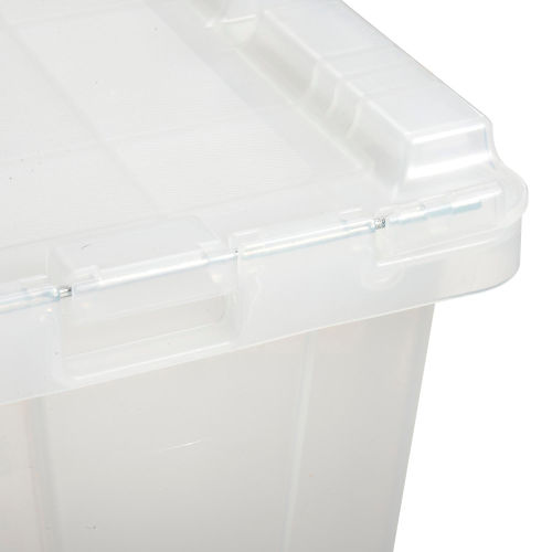 Orbis Flipak Attached Lid Container FP243 - 26-9/10 x 17-1/10 x 12-3/5, Clear