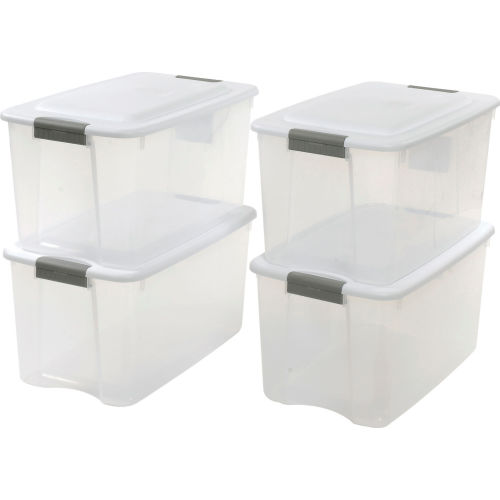 Sterilite 19889804 Clear Storage Tote With Lid 70 Quart  26-1/8x16-1/4x13-1/2 - Pkg Qty 4