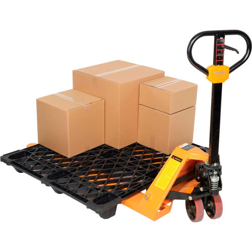 Stackable Open Deck Pallet, Plastic, 4-Way Entry, 47-3/8 x 39-1/2, 8000  Lb Stat Cap, Orange