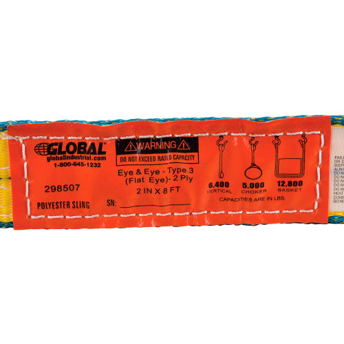 Global Industrial™ Poly Web Sling, HD, Eye&Eye w/ Durable Edge